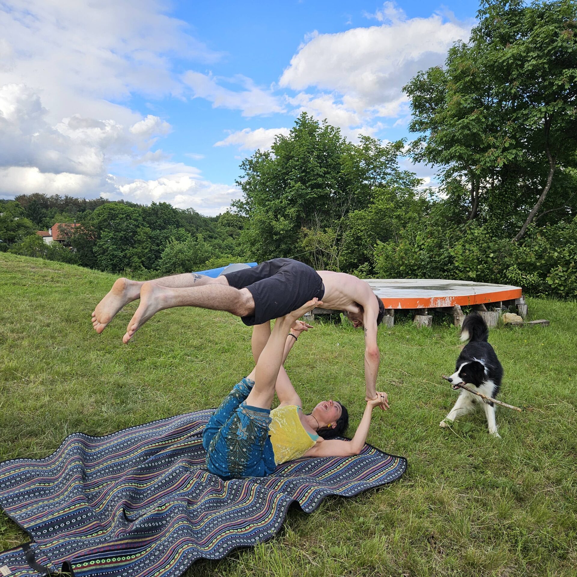 Practicing our acroyoga