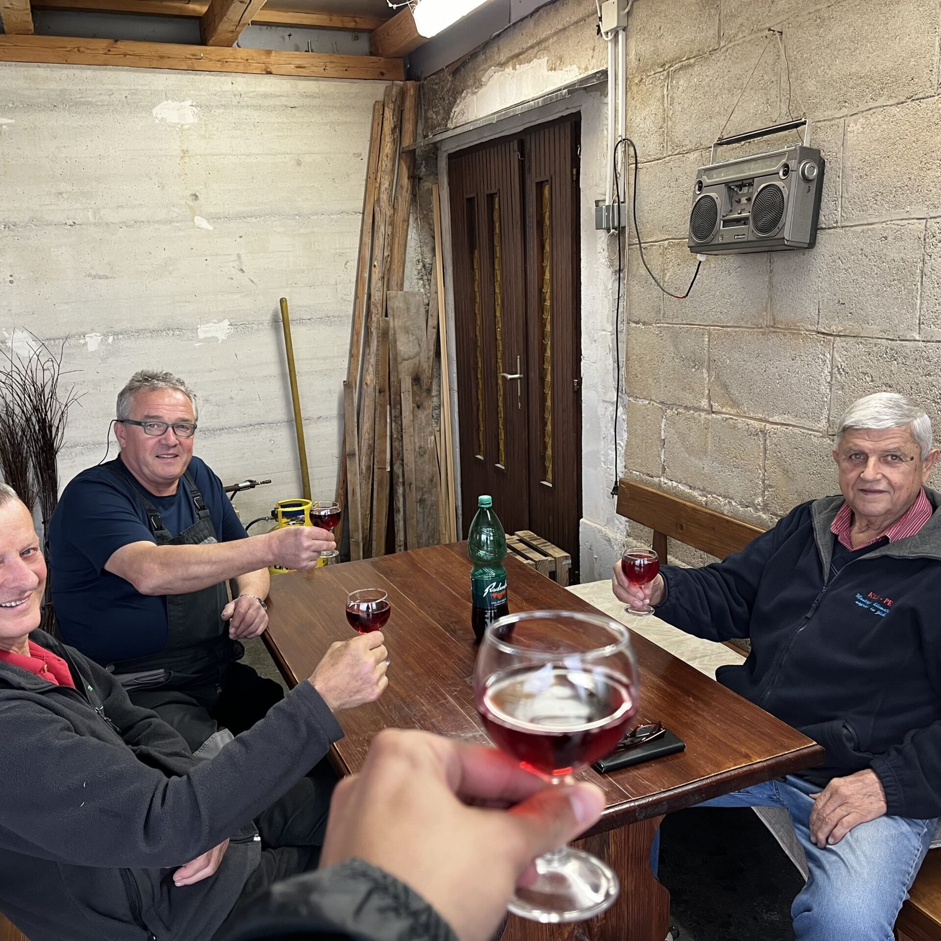 Celebrating with the locals. Cheers!