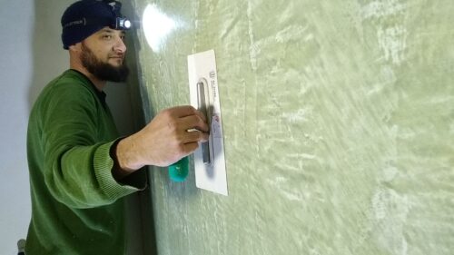 Janez doing decoration plastering