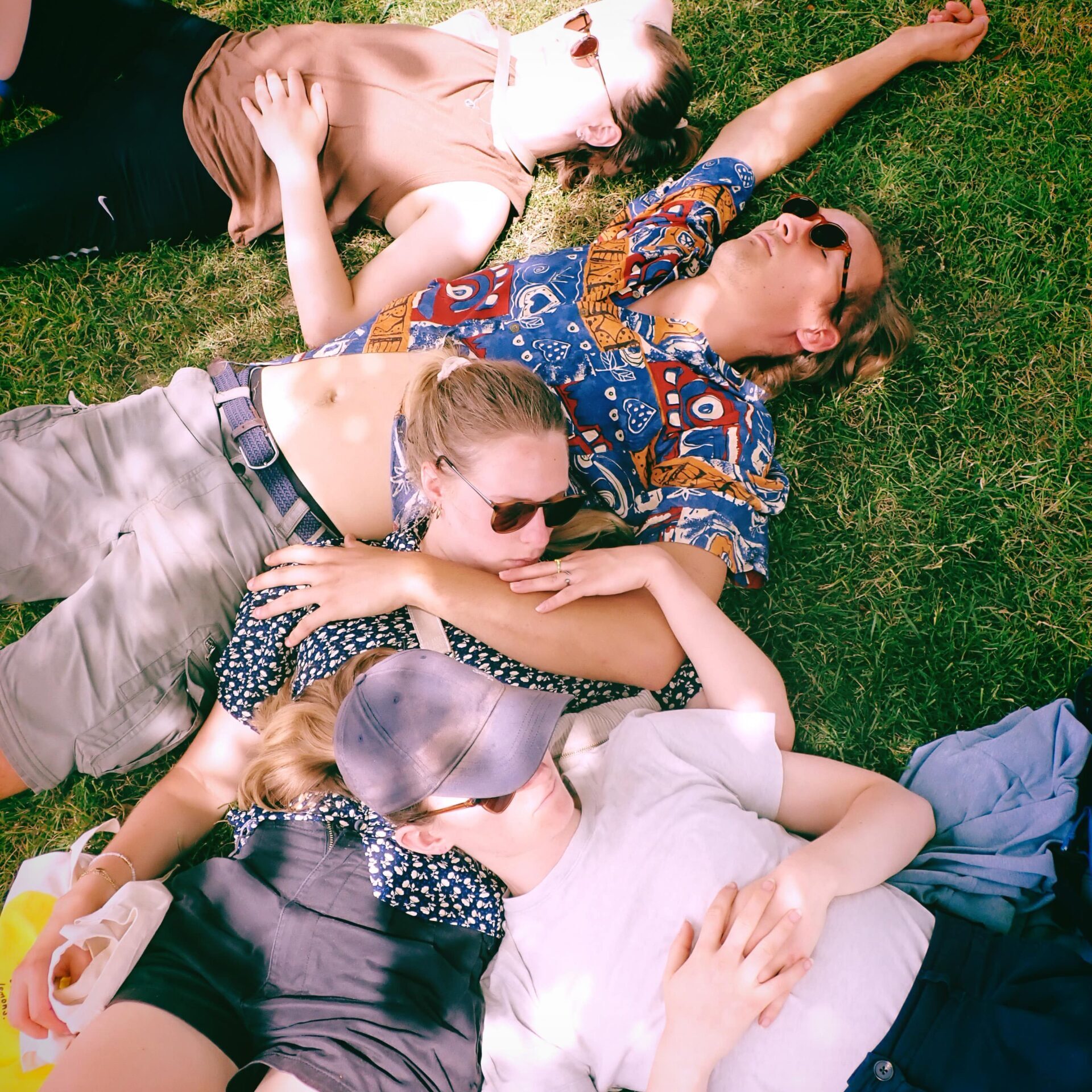 Enjoying the grass and sun with friends